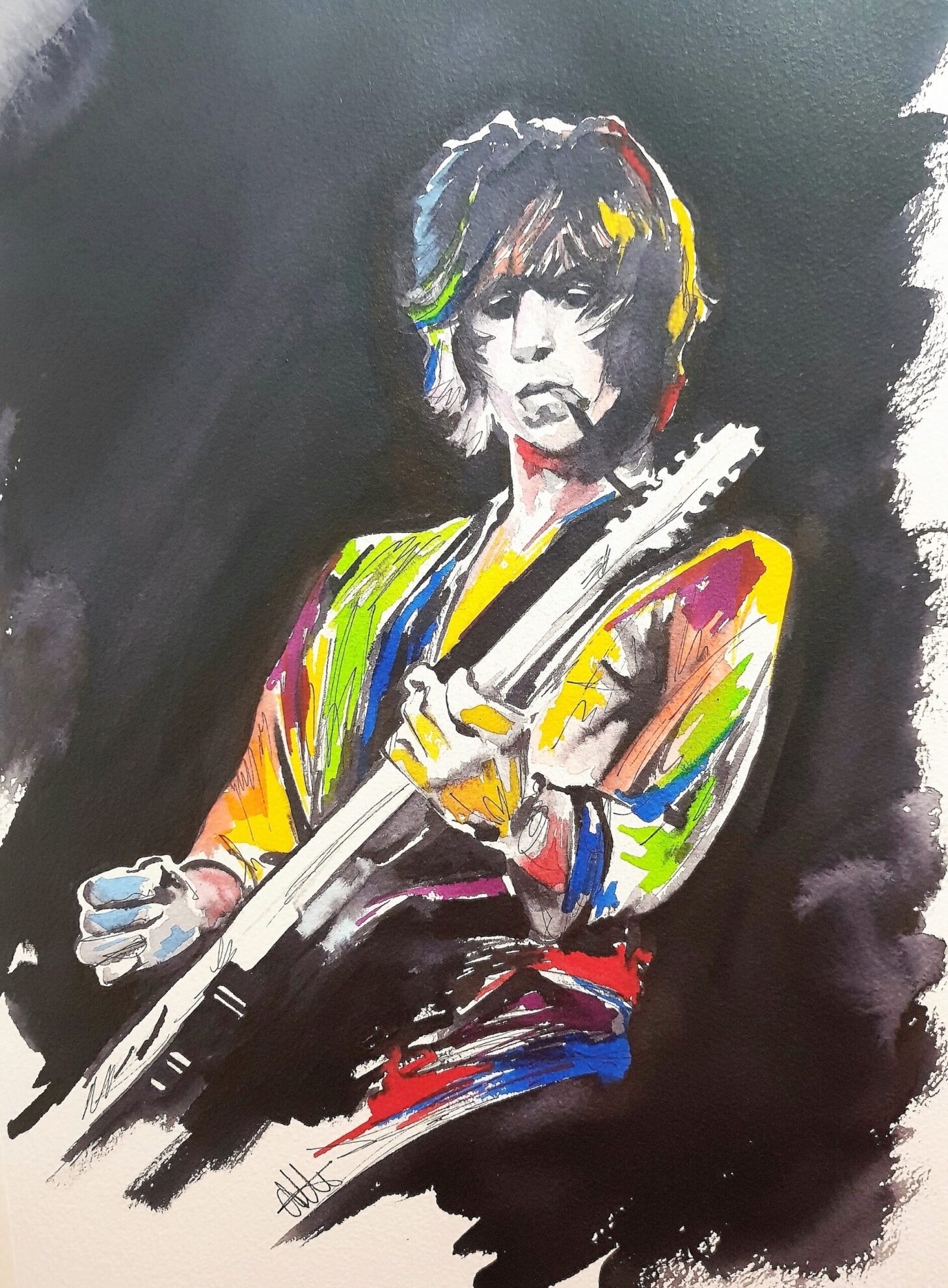 Keith Richards Rolling Stones Ink Painting