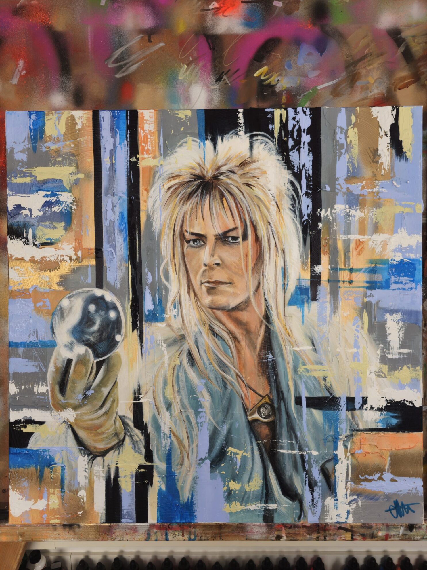 JARETH DAVID BOWIE LABYRINTH Abstract Acrylic Portrait Painting - Image 3