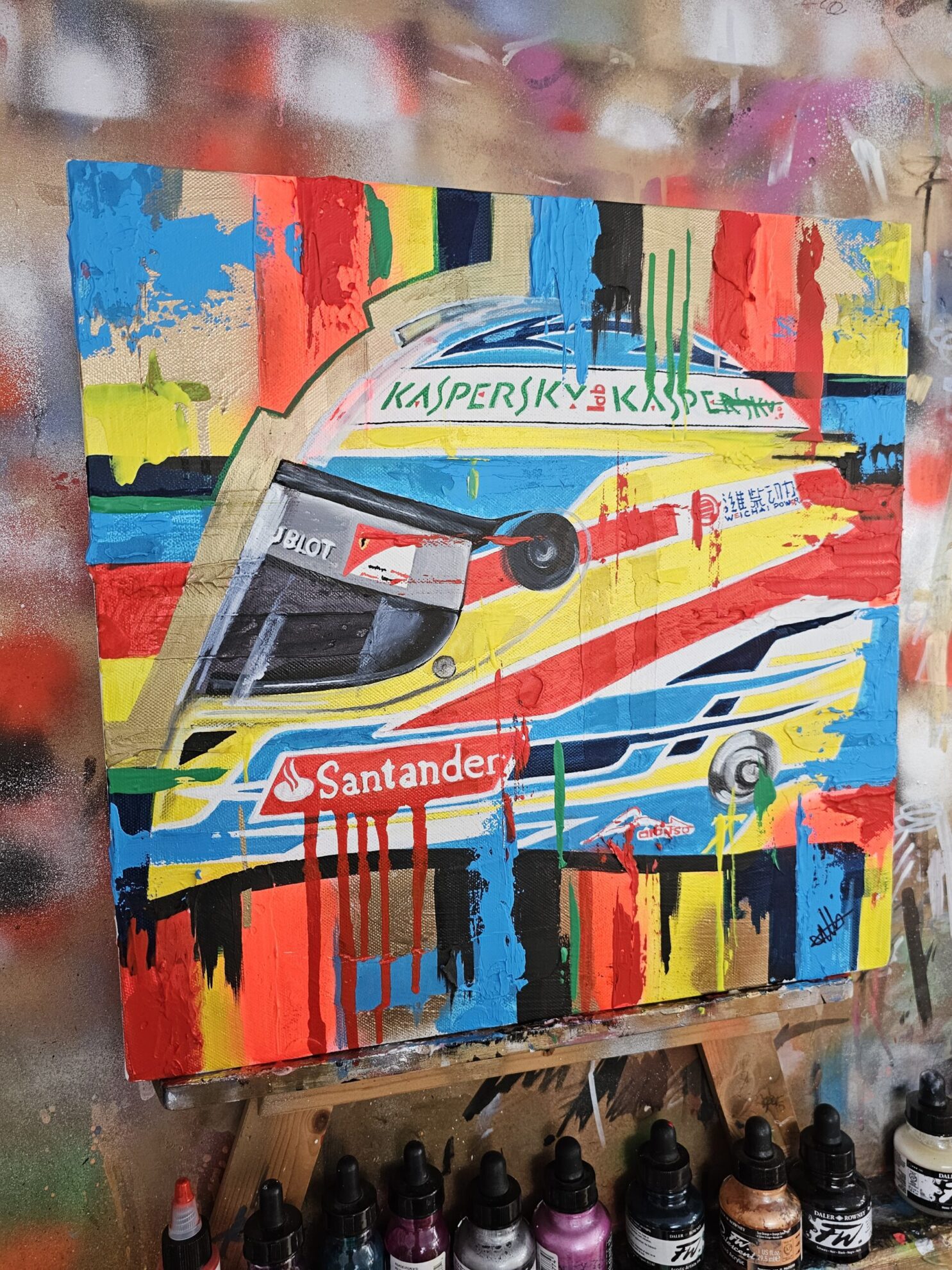 FERNANDO ALONSO 2013 F1 Helmet Abstract Art - Image 3