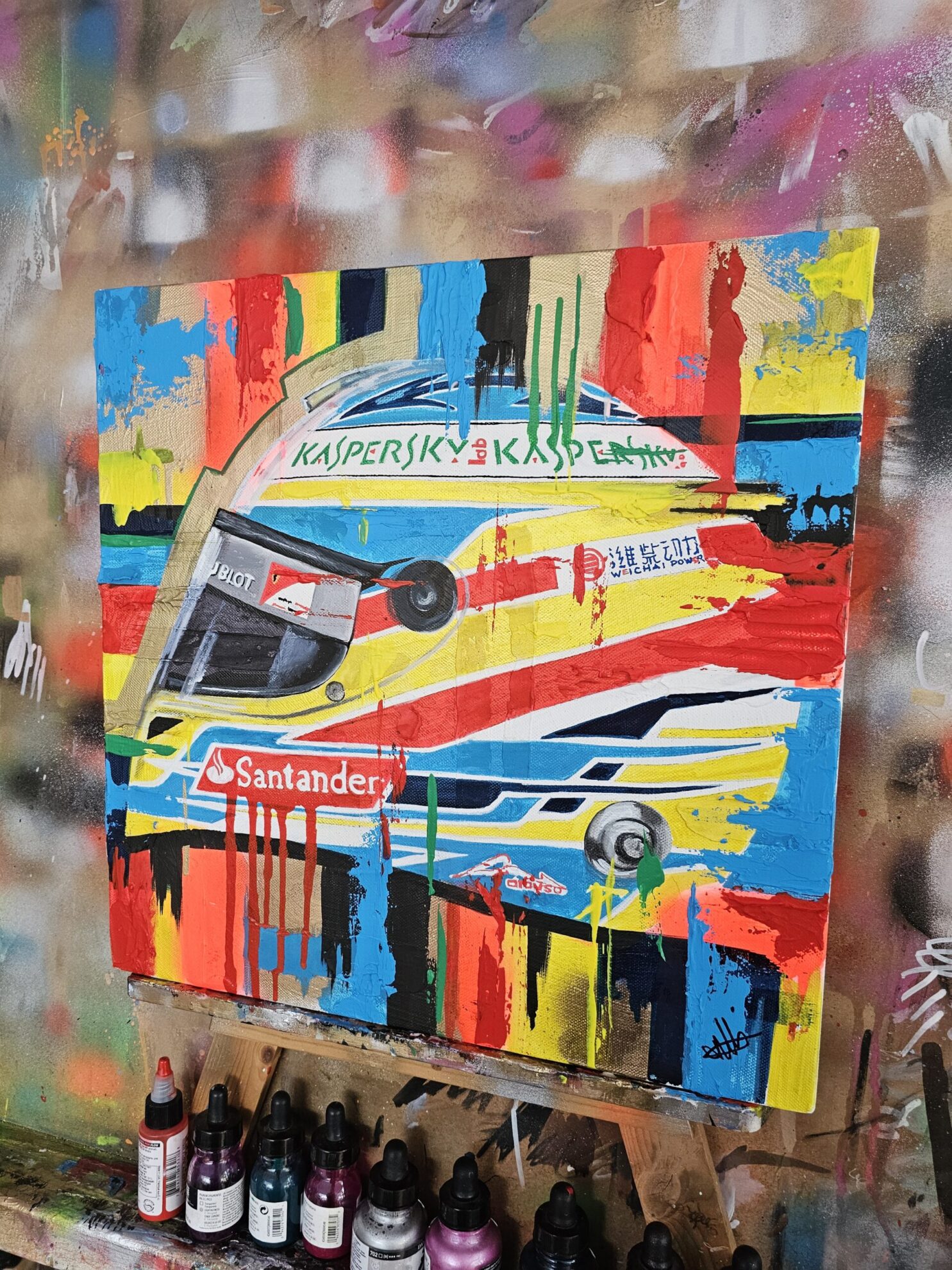 FERNANDO ALONSO 2013 F1 Helmet Abstract Art - Image 4