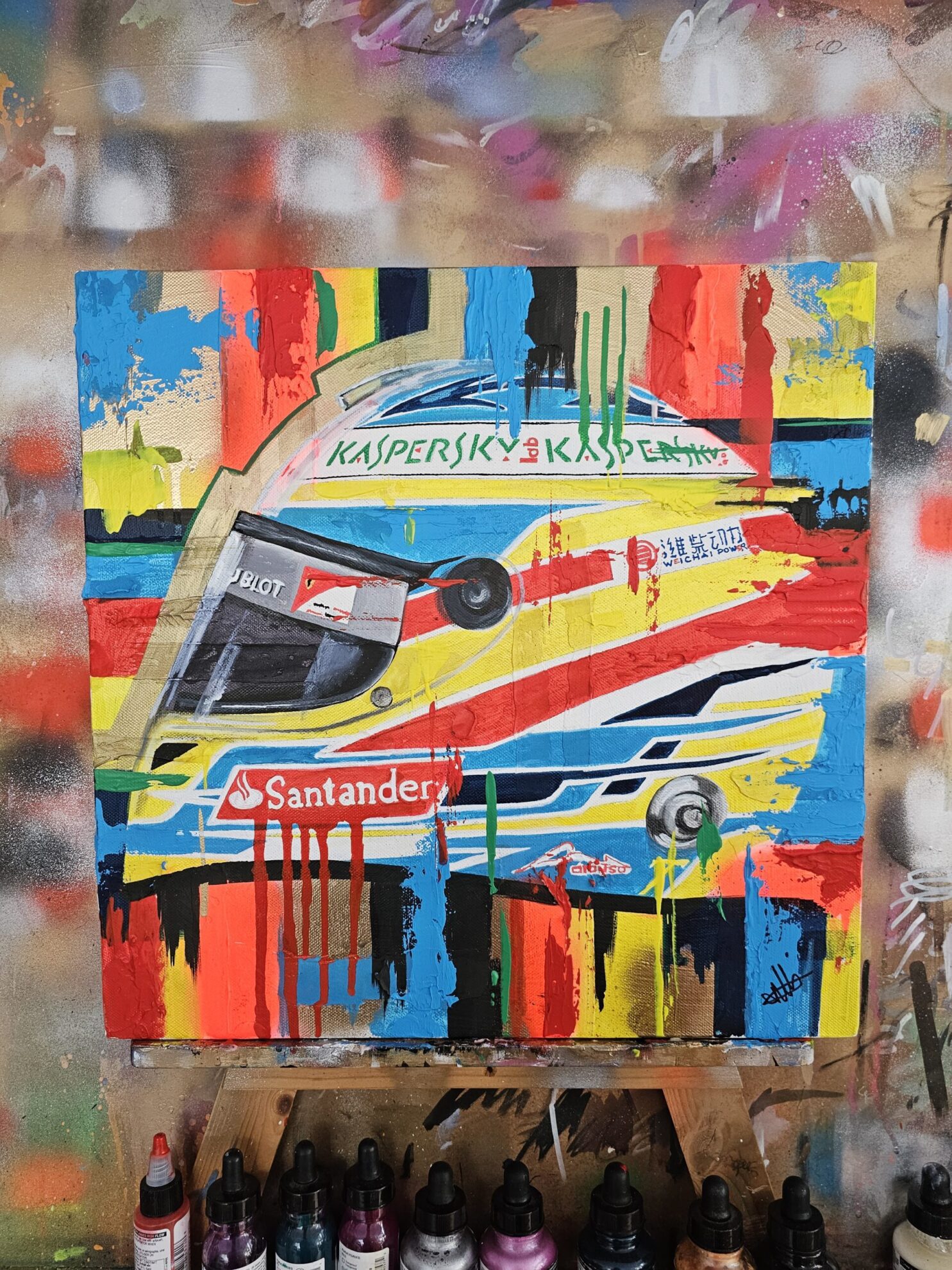 FERNANDO ALONSO 2013 F1 Helmet Abstract Art - Image 5