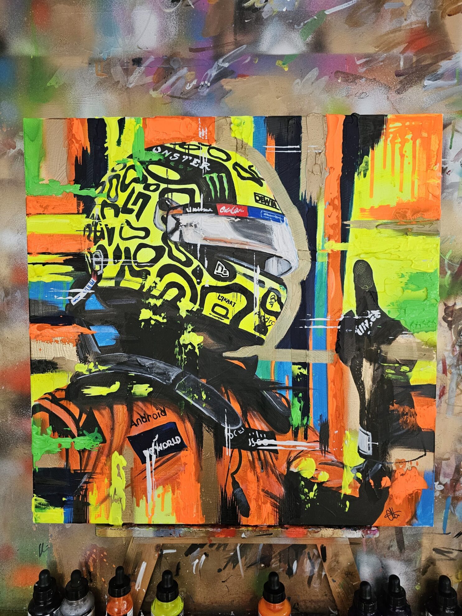 LANDO NORRIS (ORANGE) Acrylic Portrait Painting - Image 3