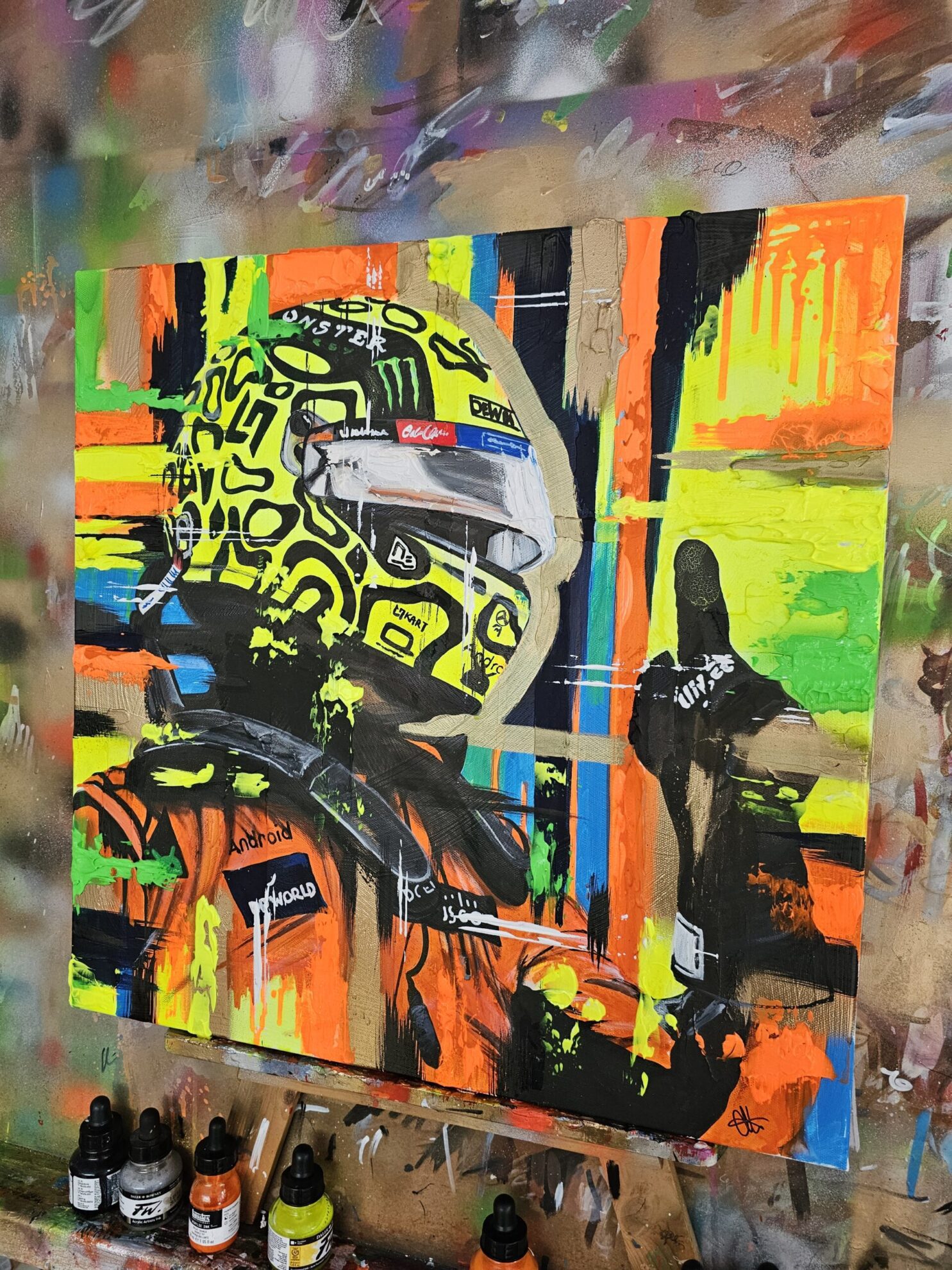 LANDO NORRIS (ORANGE) Acrylic Portrait Painting - Image 5
