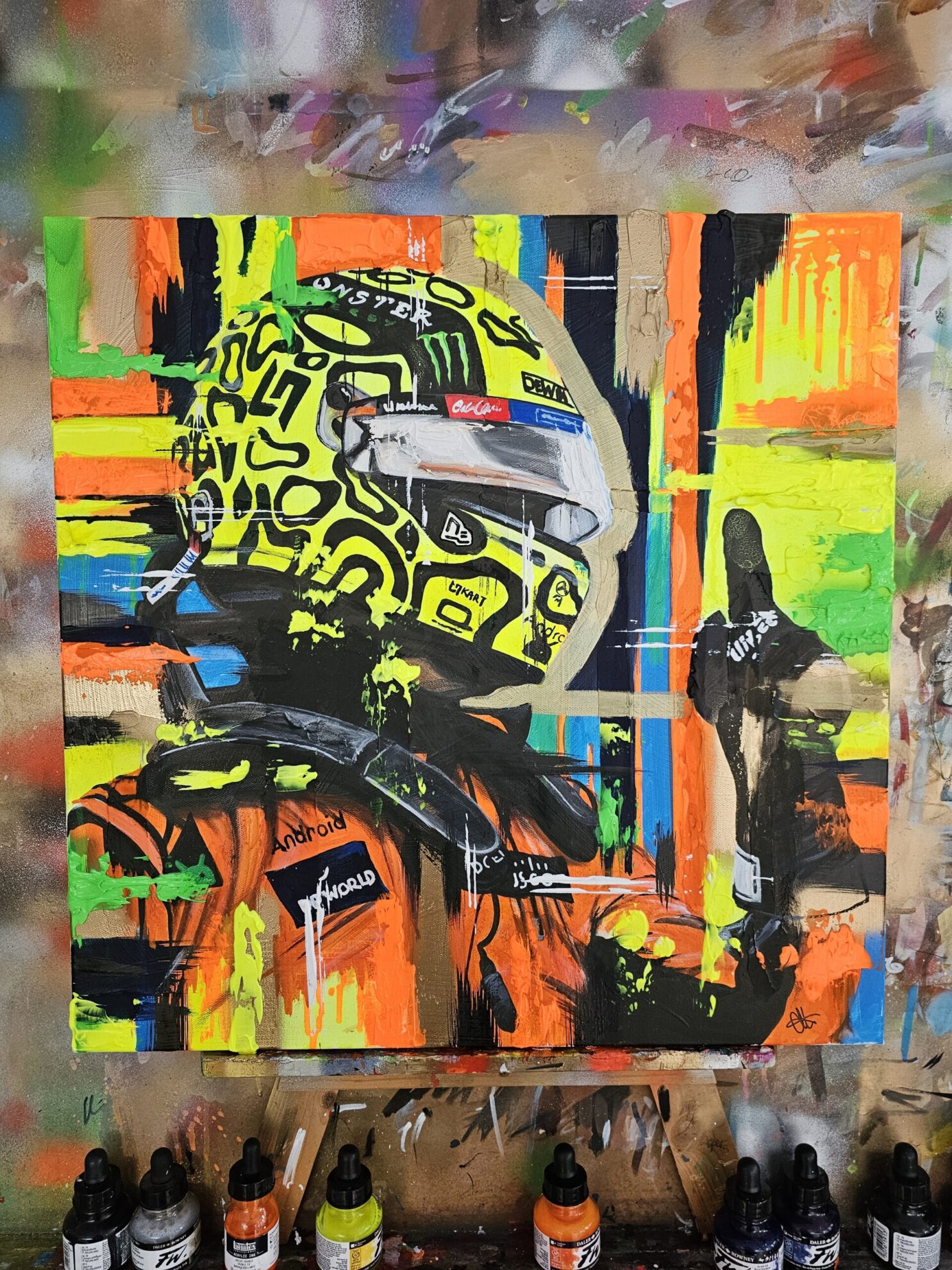 LANDO NORRIS (ORANGE) Acrylic Portrait Painting - Image 4