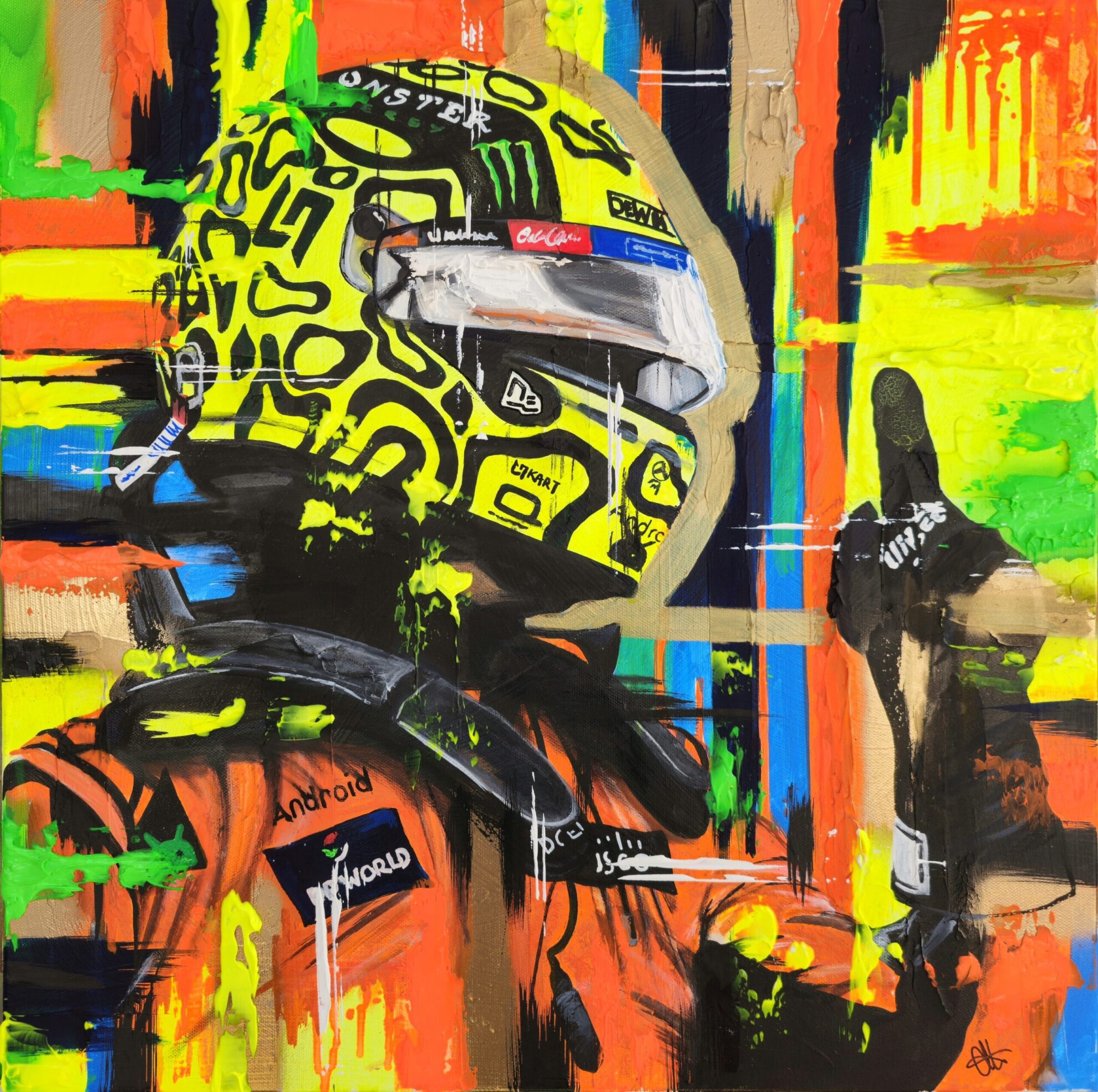 LANDO NORRIS (ORANGE) Acrylic Portrait Painting