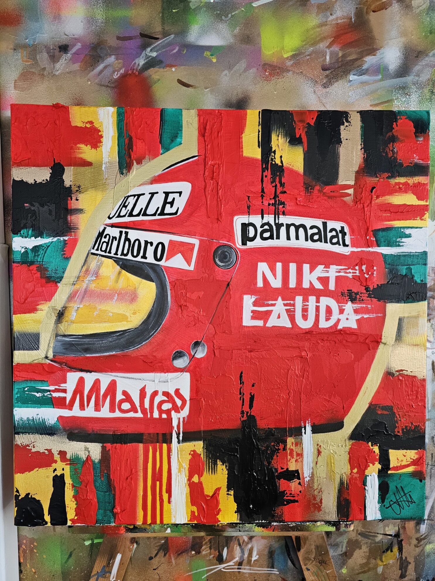 Niki Lauda 1977 F1 Helmet abstract art - Image 5
