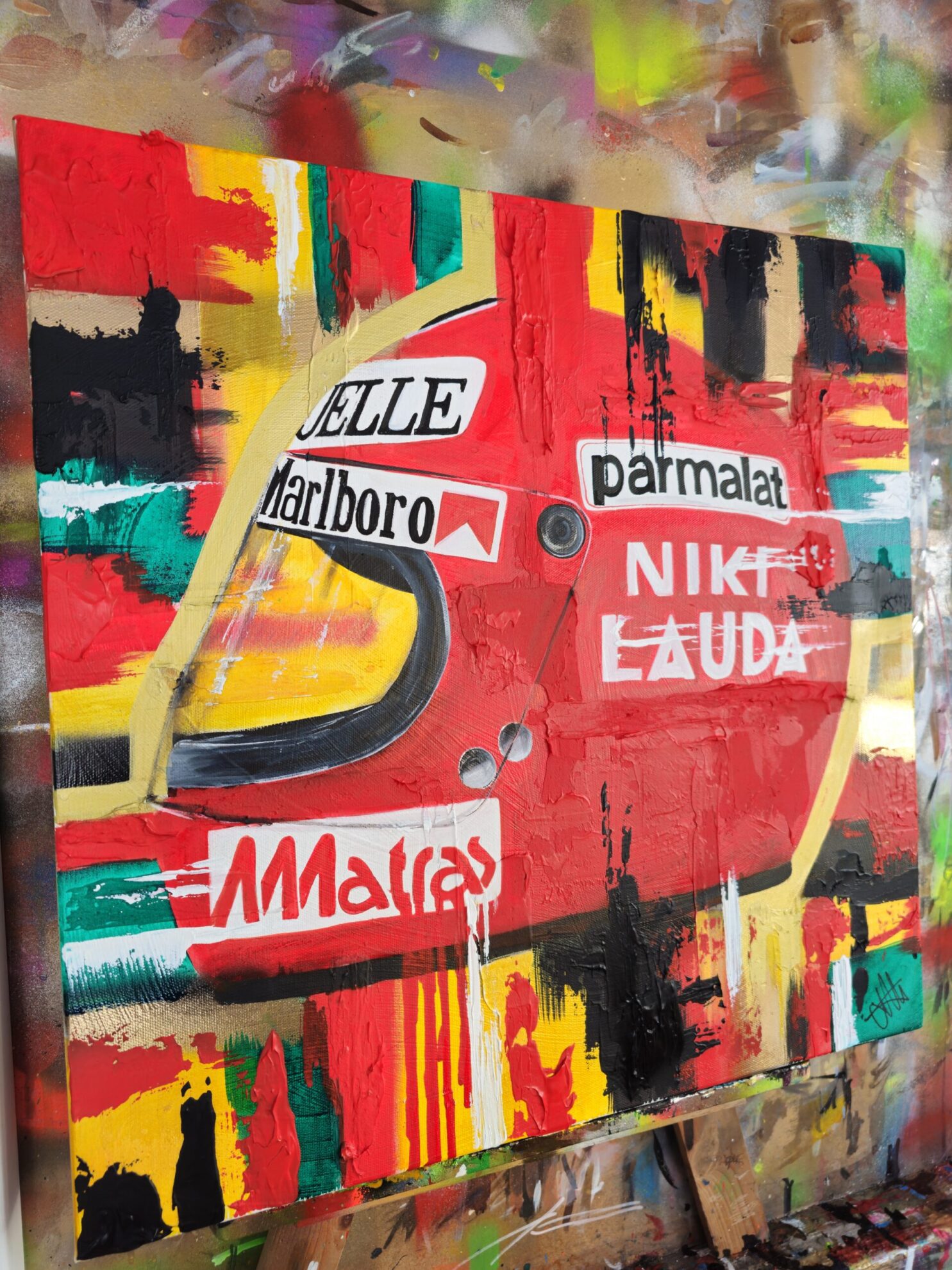 Niki Lauda 1977 F1 Helmet abstract art - Image 4