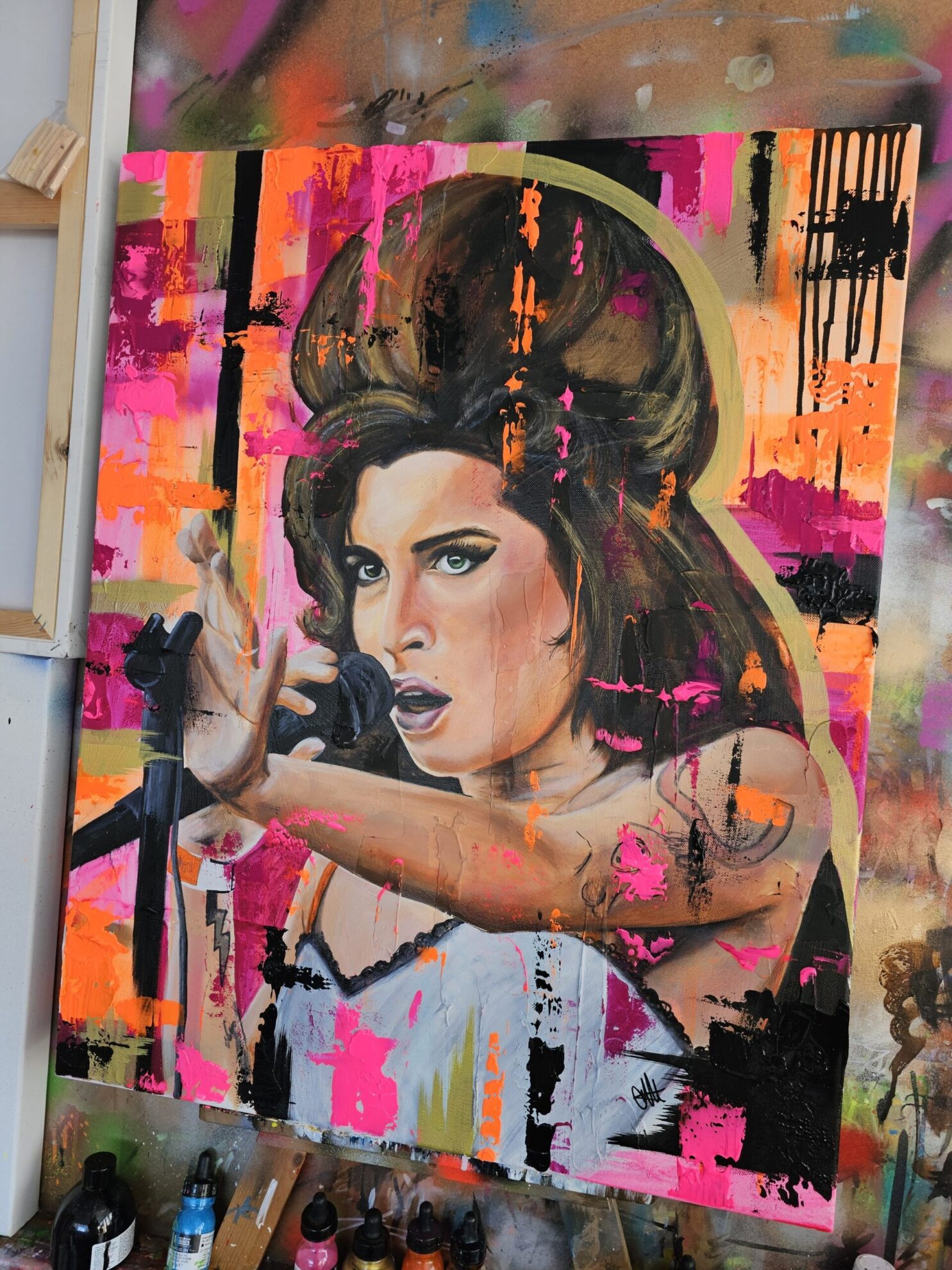 AMY WINEHOUSE Acrylic Abstract Painting - Image 3