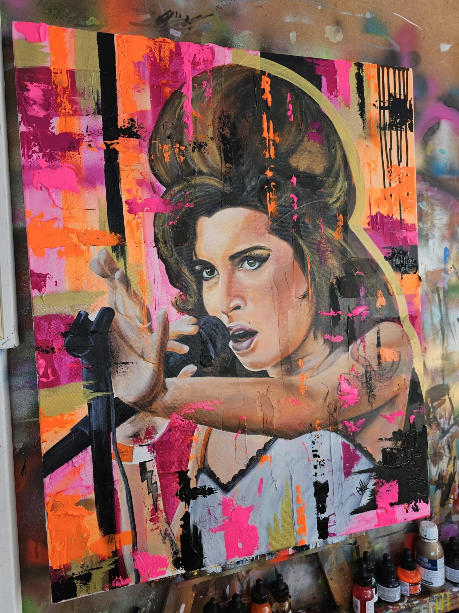 AMY WINEHOUSE Acrylic Abstract Painting - Image 5