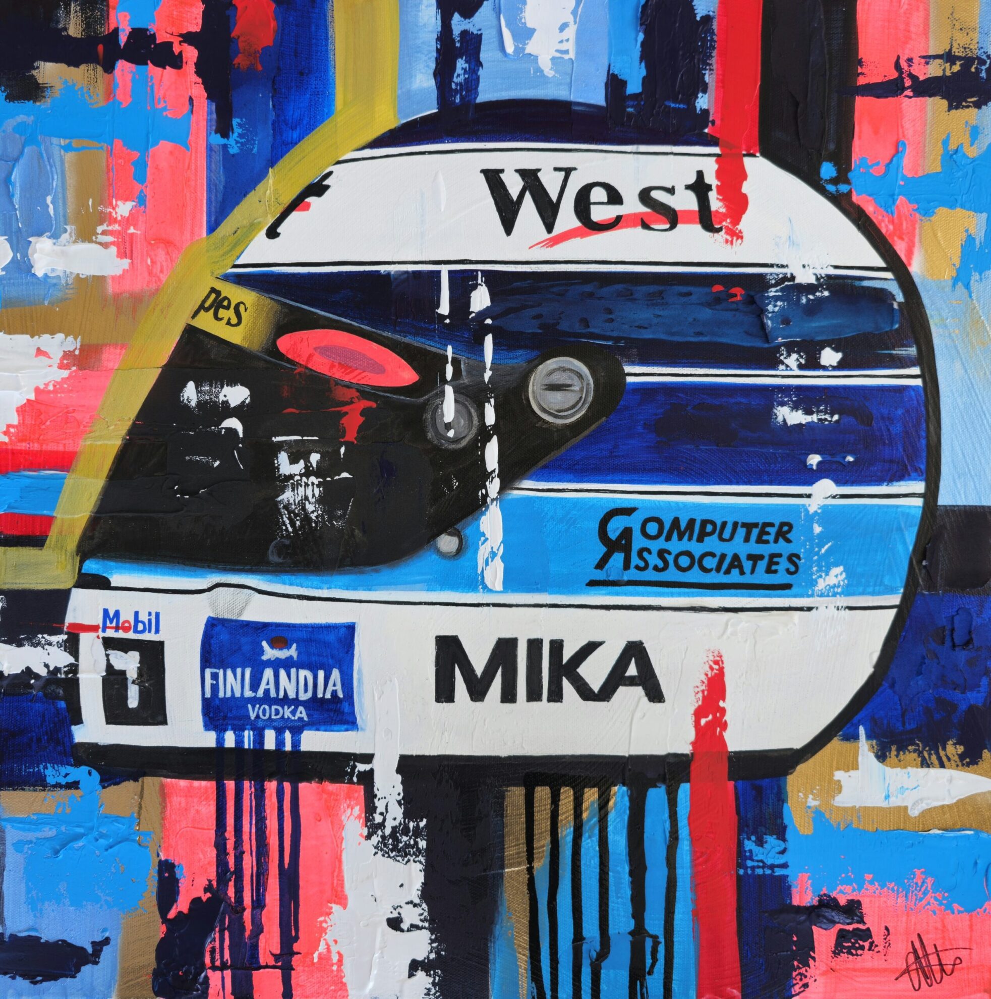 Mika Häkkinen 1999 F1 Helmet abstract art