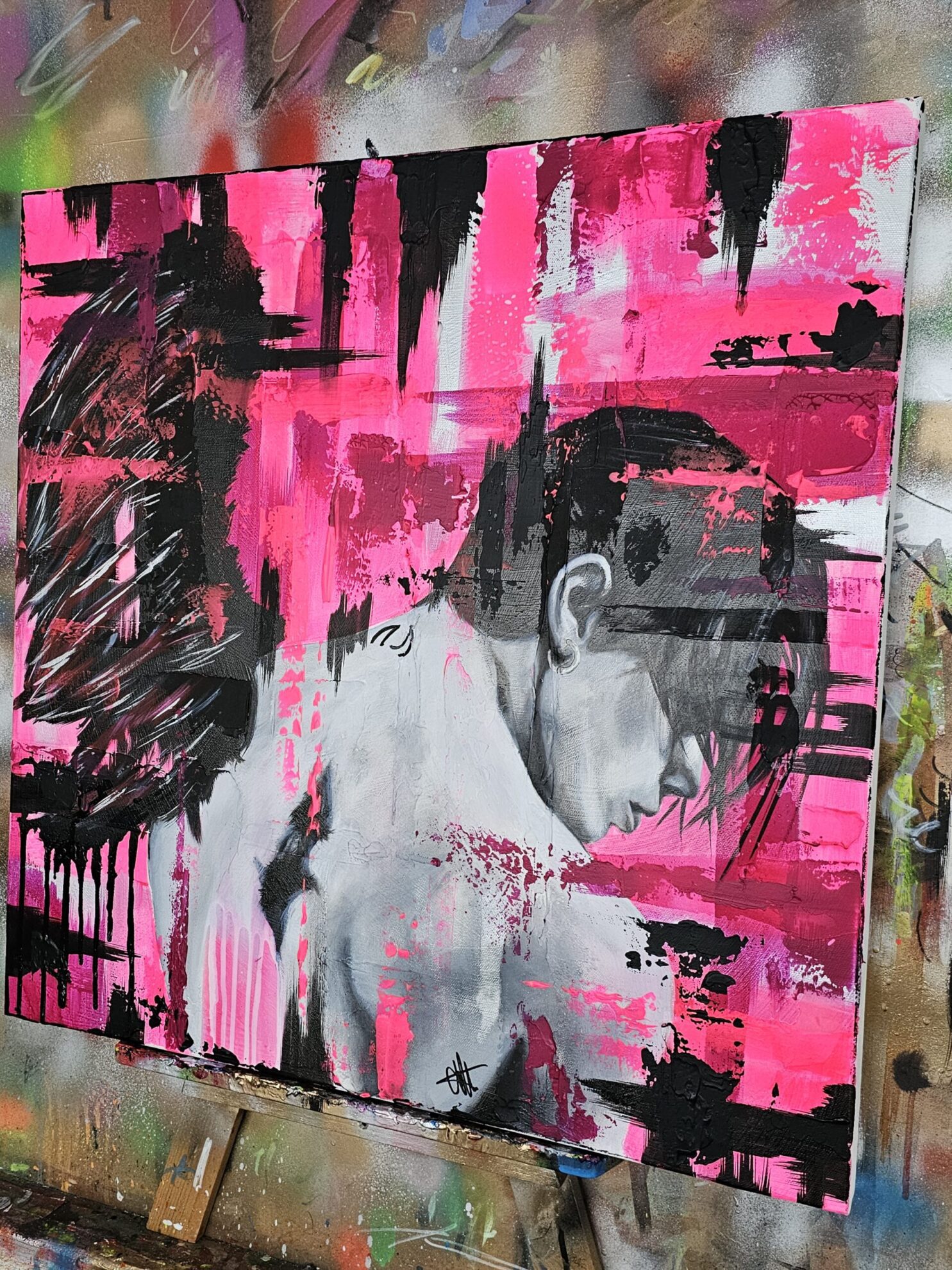 Yungblud Pink Acrylic Portrait Painting - Image 4