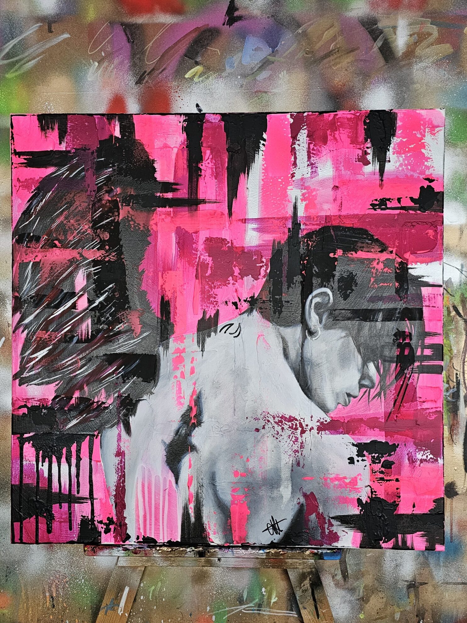 Yungblud Pink Acrylic Portrait Painting - Image 5