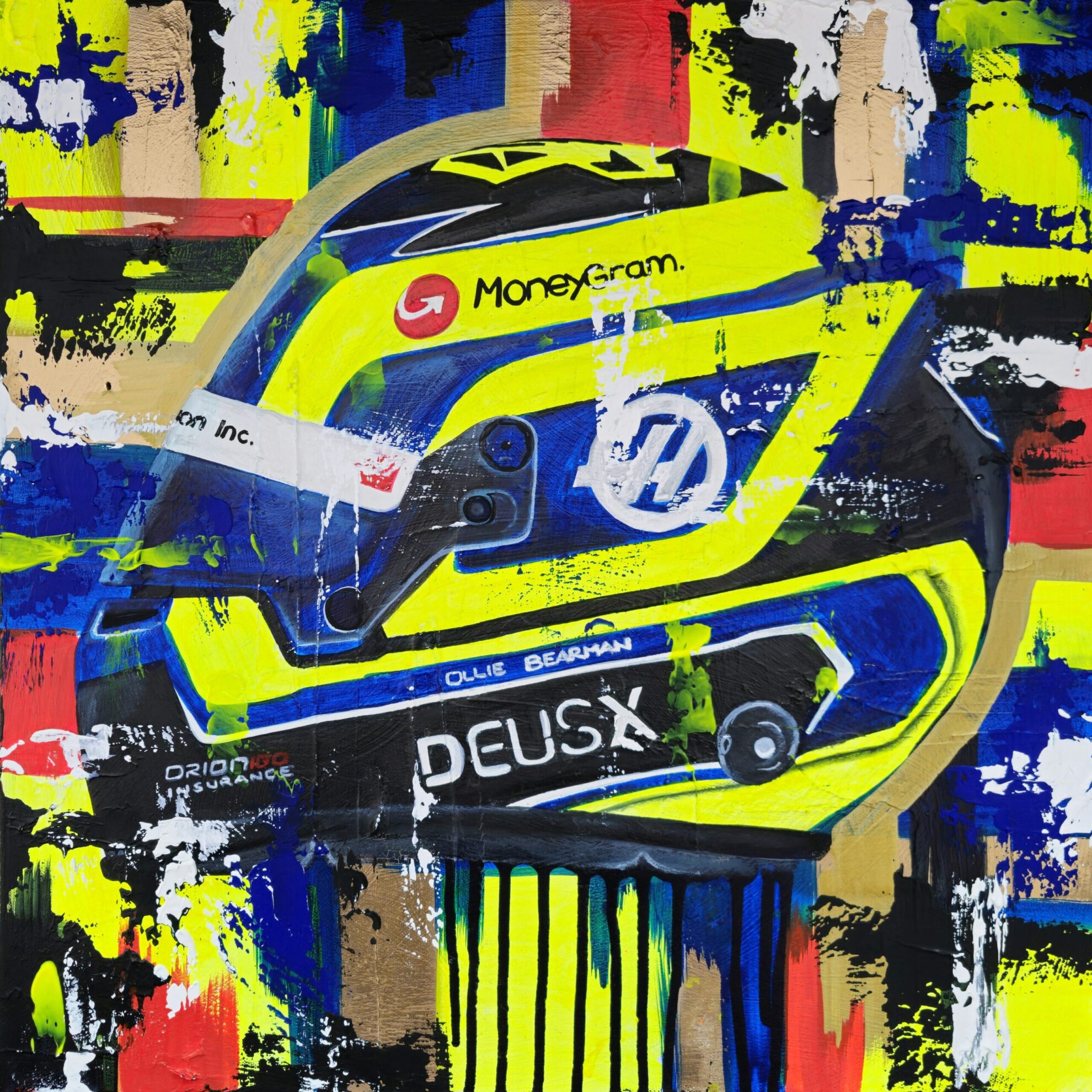 Ollie Bearman Helmet abstract art